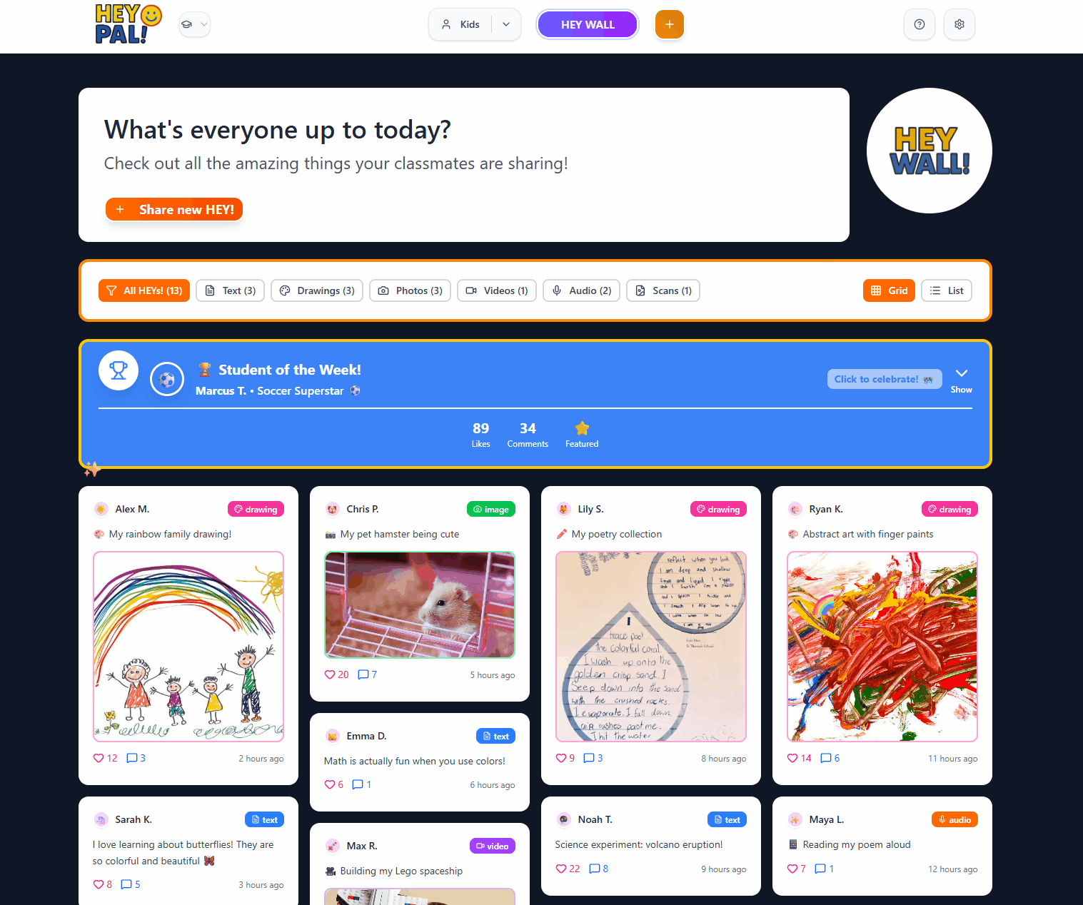 HEY WALL demonstration showing collaborative classroom space